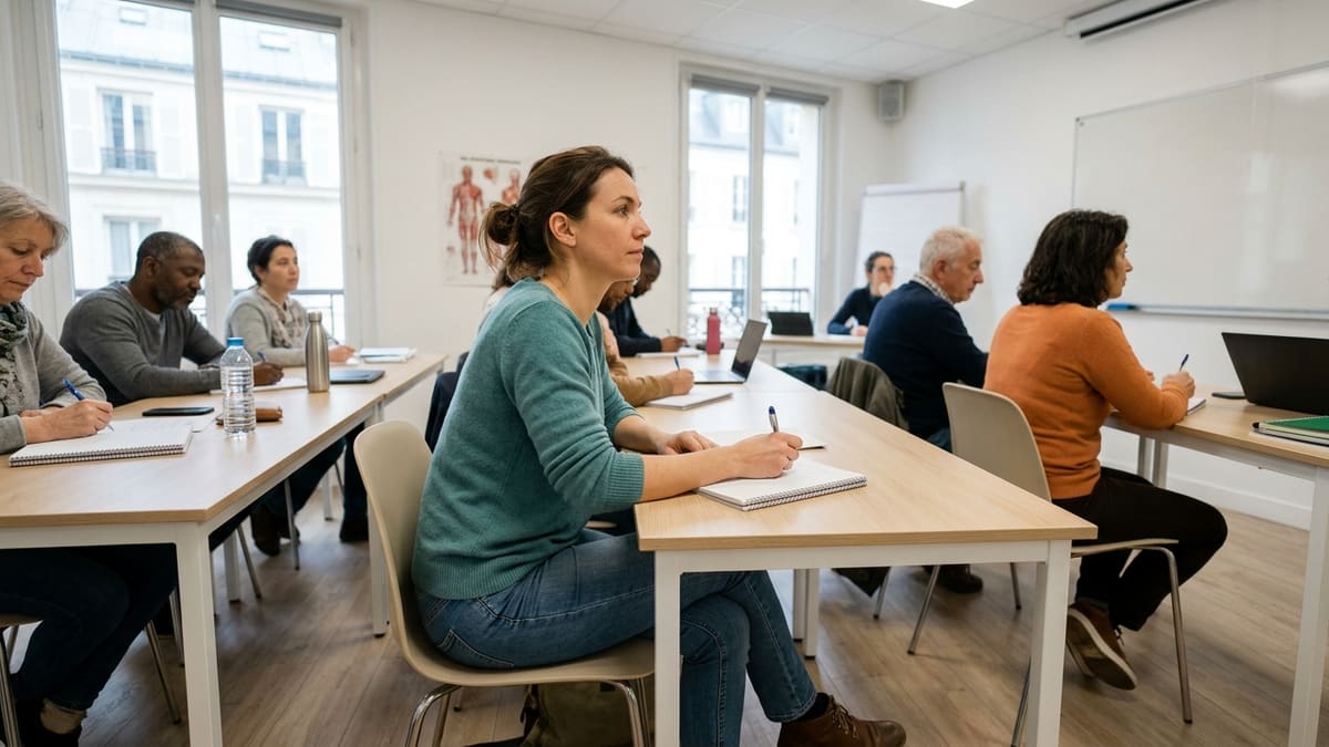 Femme en reconversion suivant une formation en naturopathie à Paris
