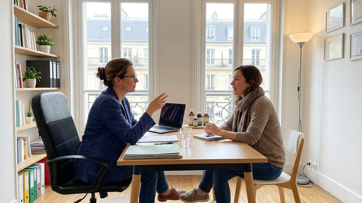 Femme discutant avec naturopathe à Paris sur des problèmes de santé